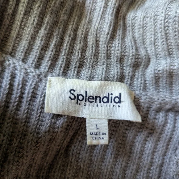 Splendid Gray Cardigan Sweater V-Neck Ribbed Knit - Picture 2 of 2